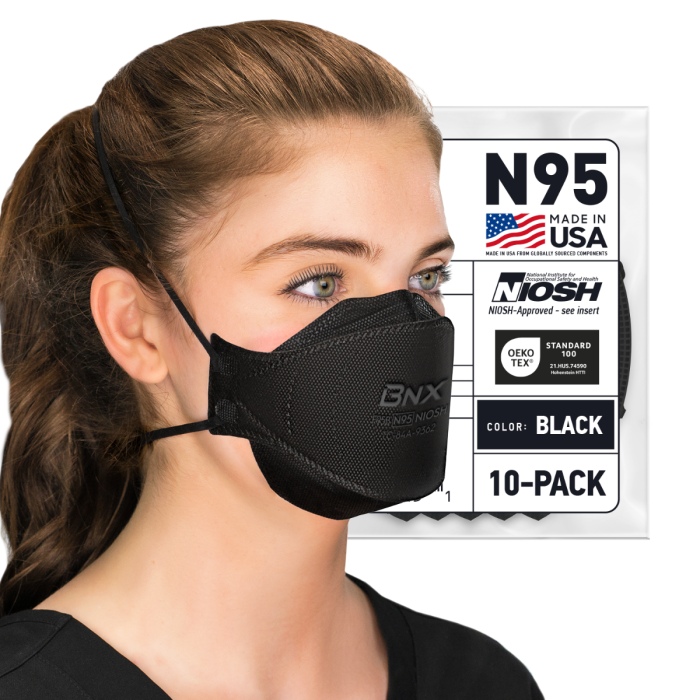 BNX N95 Mask Black NIOSH Certified MADE IN USA Particulate