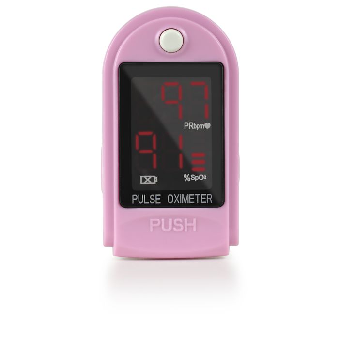 AccuMed CMS-50DL Finger Pulse Oximeter Blood Oxygen SpO2 Sports and Aviation Monitor - Pink