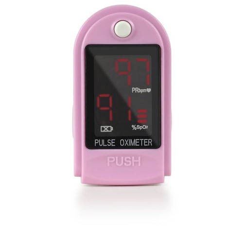 AccuMed CMS-50DL Finger Pulse Oximeter Blood Oxygen SpO2 Sports and Aviation Monitor - Pink