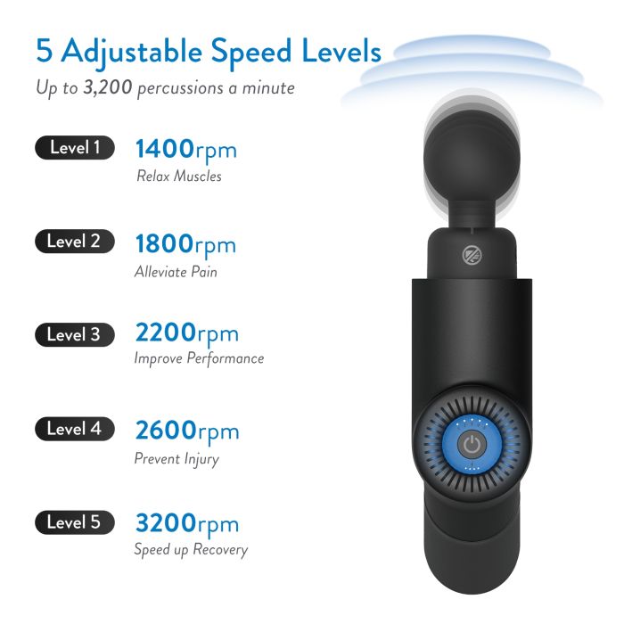 AccuMed Muscle Gun Massager - Super Quiet Back Massager Percussion Massager - Handheld Cordless Massager - Includes 4 Interchangeable Massage Heads and Travel Case (AC-GM8806)