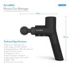 AccuMed Muscle Gun Massager - Super Quiet Back Massager Percussion Massager - Handheld Cordless Massager - Includes 4 Interchangeable Massage Heads and Travel Case (AC-GM8806)
