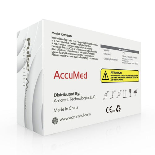 AccuMed CMS-50D Finger Pulse Oximeter Blood Oxygen SpO2 Sports and Aviation Monitor - Blue