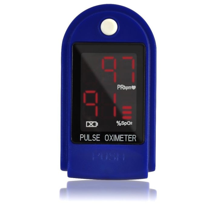 AccuMed CMS-50DL Finger Pulse Oximeter Blood Oxygen SpO2 Sports and Aviation Monitor - Blue