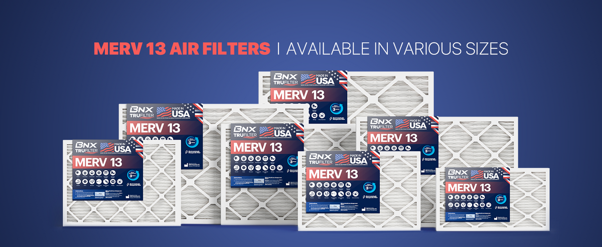 BNX TruFilter 20x20x1 Air Filter MERV 13 (4-Pack) - MADE IN USA - Electrostatic Pleated Air Conditioner HVAC AC Furnace Filters for Allergies, Pollen, Mold, Bacteria, Smoke, Allergen, MPR 1900 FPR 10