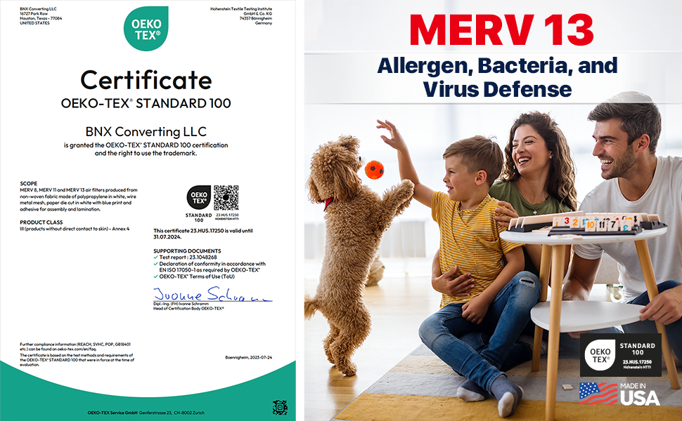 BNX TruFilter 18x24x1 Air Filter MERV 13 (4-Pack) - MADE IN USA - Electrostatic Pleated Air Conditioner HVAC AC Furnace Filters for Allergies, Pollen, Mold, Bacteria, Smoke, Allergen, MPR 1900 FPR 10