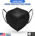 BNX 20-Pack KN95 Face Mask, Disposable Particulate KN95 Mask Made in USA, Protection Against Dust, Pollen and Haze (20 Pack) (Earloop) (Model: E95) Black, Size: Adult Large