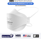 BNX N95 Mask NIOSH Certified MADE IN USA Particulate Respirator Protective Face Mask, Tri-Fold Cup/Fish Style, (10-Pack, Approval Number TC-84A-9362 / Model F95W) White