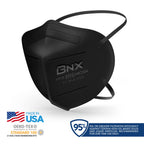 BNX N95 Mask NIOSH Certified MADE IN USA Particulate Respirator Protective Face Mask (10-Pack, Approval Number TC-84A-9315 / Model H95B) Black