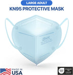 BNX 20-Pack KN95 E95 Protective Face Mask, Disposable Particulate Mask Made in USA, Protection Against Dust, Pollen and Haze, Light Blue (20 Pack) (Earloop) (Model: E95) Adult Large
