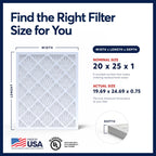BNX TruFilter 20x25x1 MERV 13 Pleated Air Filter - Made in USA - Electrostatic Charged HVAC AC Furnace Filters - Removes Pollen, Mold, Bacteria, Smoke (6 Pack)