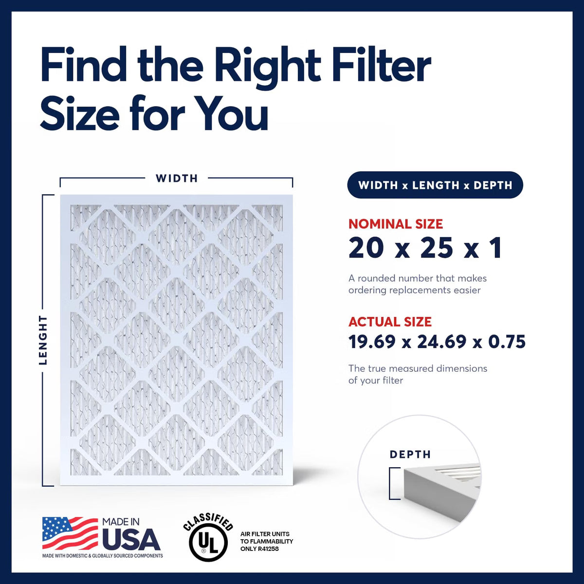 BNX TruFilter 20x25x1 MERV 13 Pleated Air Filter - Made in USA - Electrostatic Charged HVAC AC Furnace Filters - Removes Pollen, Mold, Bacteria, Smoke (6 Pack)