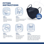 BNX 20-Pack KN95 E95 Protective Face Mask, Disposable Particulate Mask Made in USA, Protection Against Dust, Pollen and Haze, Navy (20 Pack) (Earloop) (Model: E95) Adult Large