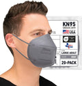BNX 20-Pack KN95 E95 Protective Face Mask, Disposable Particulate Mask Made in USA, Protection Against Dust, Pollen and Haze, Gray (20 Pack) (Earloop) (Model: E95) Adult Large