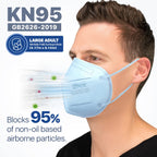 BNX 20-Pack KN95 E95 Protective Face Mask, Disposable Particulate Mask Made in USA, Protection Against Dust, Pollen and Haze, Light Blue (20 Pack) (Earloop) (Model: E95) Adult Large