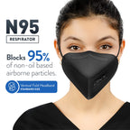 BNX N95 Mask NIOSH Certified MADE IN USA Particulate Respirator Protective Face Mask (10-Pack, Approval Number TC-84A-9315 / Model H95B) Black
