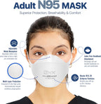 BNX N95 Mask NIOSH Certified MADE IN USA Particulate Respirator Protective Face Mask, Tri-Fold Cup/Fish Style, (10-Pack, Approval Number TC-84A-9362 / Model F95W) White