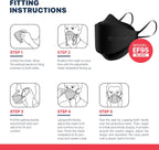 BNX 20-Pack KN95 Face Masks, Disposable Particulate KN95 Mask Made in USA, Tri-Fold Cup/Fish Style, Black