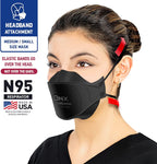 BNX N95 Mask Black NIOSH Certified MADE IN USA Particulate Respirator Protective Face Mask, Tri-Fold Cup/Fish Style, (10-Pack, Approval Number TC-84A-9362 / Model F95B) (Headband) Black