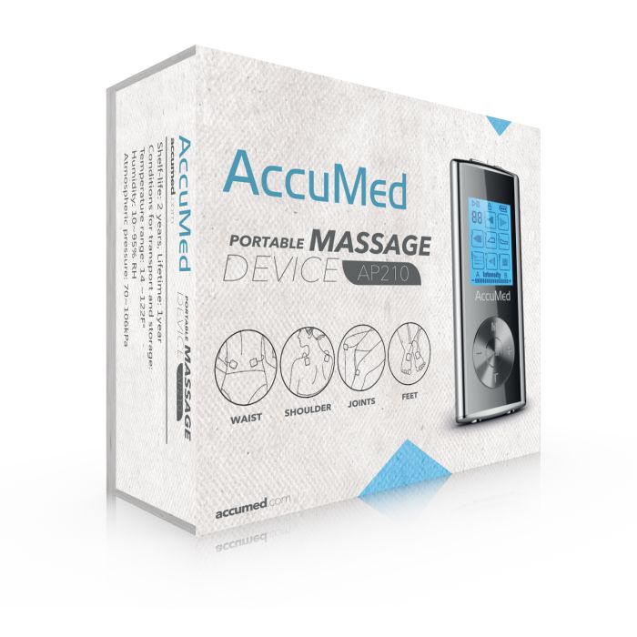 AccuMed Rechargeable Tens Unit Muscle Stimulator EMS Electronic Pulse Massager Stim Machine for Physical Therapy Back and Neck Pain Relief Portable Electric Tinge Electro-Therapy 8 Modes (AP210)