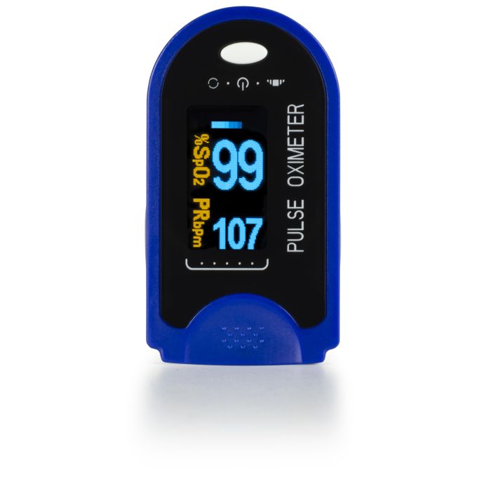 AccuMed CMS-50D Finger Pulse Oximeter Blood Oxygen SpO2 Sports and Aviation Monitor - Blue
