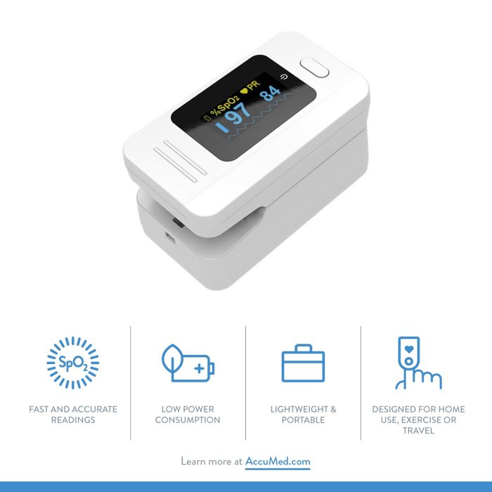 CMS50D4 Finger Pulse Oximeter Blood Oxygen SpO2 Sports and Aviation Monitor - White