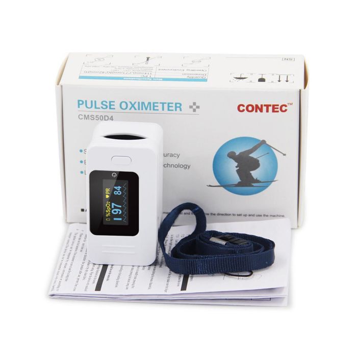 CMS50D4 Finger Pulse Oximeter Blood Oxygen SpO2 Sports and Aviation Monitor - White