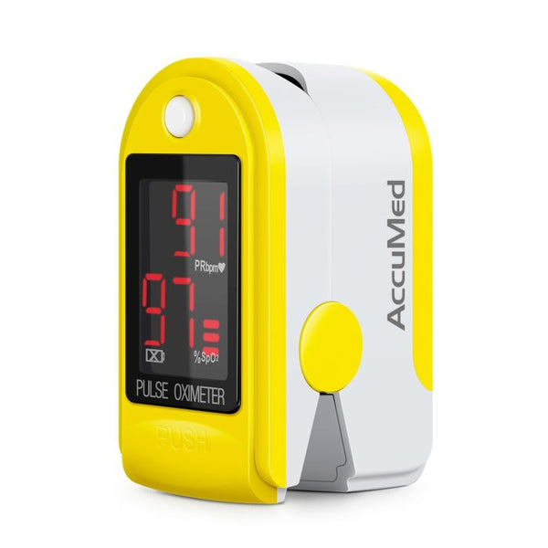 AccuMed CMS-50DL Finger Pulse Oximeter Blood Oxygen SpO2 Sports and Aviation Monitor - Yellow