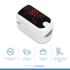 AccuMed AC-FS10E Finger Pulse Oximeter Blood Oxygen SpO2 Sports and Aviation Monitor - White
