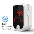 AccuMed AC-FS10E Finger Pulse Oximeter Blood Oxygen SpO2 Sports and Aviation Monitor - White
