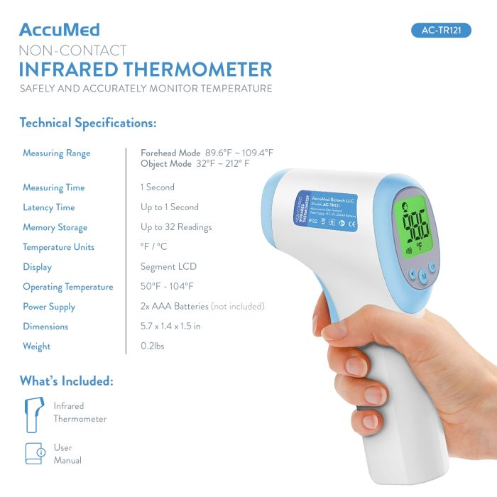 AccuMed Non-Contact Infrared Thermometer - FDA Cleared (AC-TR121)