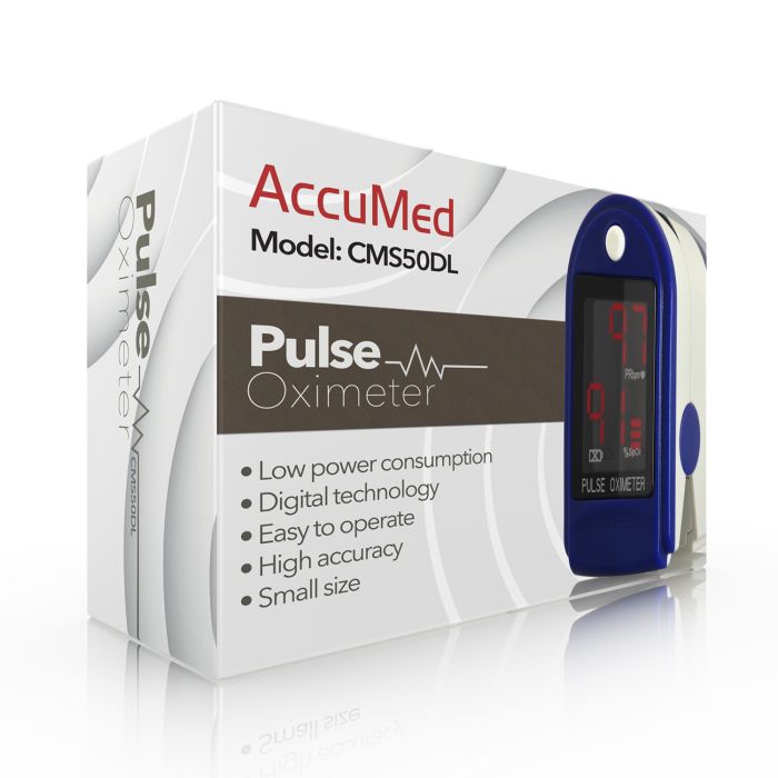 AccuMed CMS-50DL Finger Pulse Oximeter Blood Oxygen SpO2 Sports and Aviation Monitor - Yellow