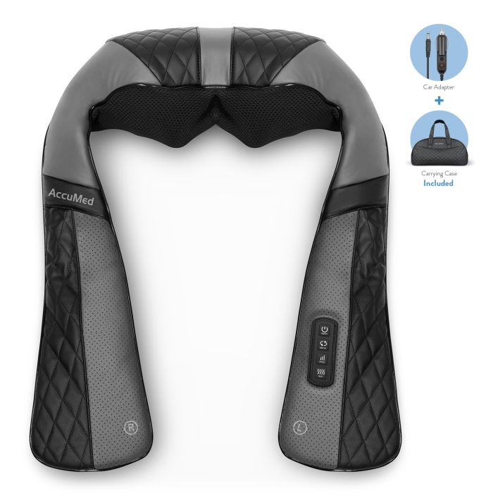 AccuMed Shiatsu Neck and Back Massager with Heat, Deep Kneading Massage for Back, Neck, Shoulders, Abs and Legs - Deep Tissue, Muscle Pain Relief - Office, Home & Car