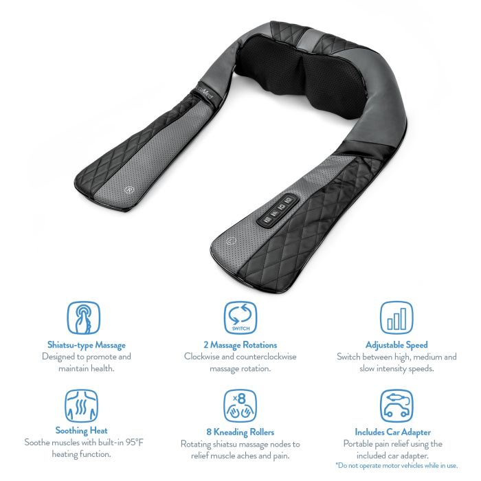 AccuMed Shiatsu Neck and Back Massager with Heat, Deep Kneading Massage for Back, Neck, Shoulders, Abs and Legs - Deep Tissue, Muscle Pain Relief - Office, Home & Car