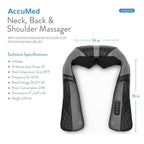 AccuMed Shiatsu Neck and Back Massager with Heat, Deep Kneading Massage for Back, Neck, Shoulders, Abs and Legs - Deep Tissue, Muscle Pain Relief - Office, Home & Car