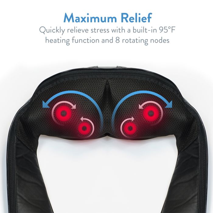 AccuMed Shiatsu Neck and Back Massager with Heat, Deep Kneading Massage for Back, Neck, Shoulders, Abs and Legs - Deep Tissue, Muscle Pain Relief - Office, Home & Car
