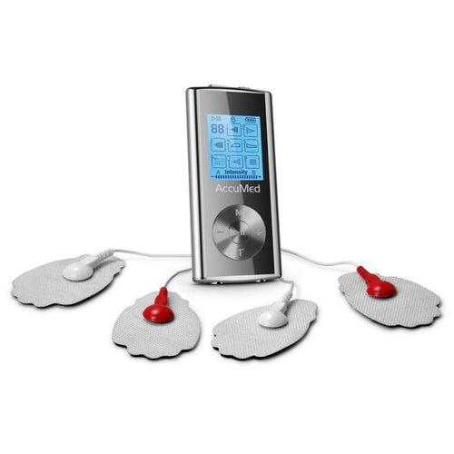 AccuMed Rechargeable Tens Unit Muscle Stimulator EMS Electronic Pulse Massager Stim Machine for Physical Therapy Back and Neck Pain Relief Portable Electric Tinge Electro-Therapy 8 Modes (AP210)