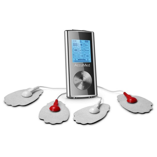AccuMed Rechargeable Tens Unit Muscle Stimulator EMS Electronic Pulse Massager Stim Machine for Physical Therapy Back and Neck Pain Relief Portable Electric Tinge Electro-Therapy 8 Modes (AP210)