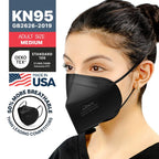 BNX 20-Pack KN95 E95M Protective Face Mask, Disposable Particulate Mask Made in USA, Protection Against Dust, Pollen and Haze, Black (20 Pack) (Earloop) (Model: E95M)