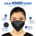 BNX 20-Pack KN95 E95M Protective Face Mask, Disposable Particulate Mask Made in USA, Protection Against Dust, Pollen and Haze, Black (20 Pack) (Earloop) (Model: E95M)