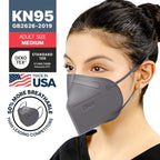 BNX 20-Pack KN95 E95M Protective Face Mask, Disposable Particulate Mask Made in USA, Protection Against Dust, Pollen and Haze, Gray (20 Pack) (Earloop) (Model: E95M)