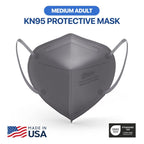 BNX 20-Pack KN95 E95M Protective Face Mask, Disposable Particulate Mask Made in USA, Protection Against Dust, Pollen and Haze, Gray (20 Pack) (Earloop) (Model: E95M)