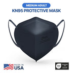 BNX 20-Pack KN95 E95M Protective Face Mask, Disposable Particulate Mask Made in USA, Protection Against Dust, Pollen and Haze, Navy (20 Pack) (Earloop) (Model: E95M)