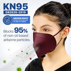 BNX 20-Pack KN95 E95M Protective Face Mask, Disposable Particulate Mask Made in USA, Protection Against Dust, Pollen and Haze, Red (20 Pack) (Earloop) (Model: E95M)