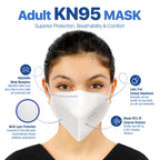 BNX 20-Pack KN95 E95M Protective Face Mask, Disposable Particulate Mask Made in USA, Protection Against Dust, Pollen and Haze, White(20 Pack) (Earloop) (Model: E95M) Adult Medium