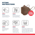 BNX 20-Pack KN95 Face Masks, Disposable Particulate KN95 Mask Made in USA, Tri-Fold Cup/Fish Style, Brown