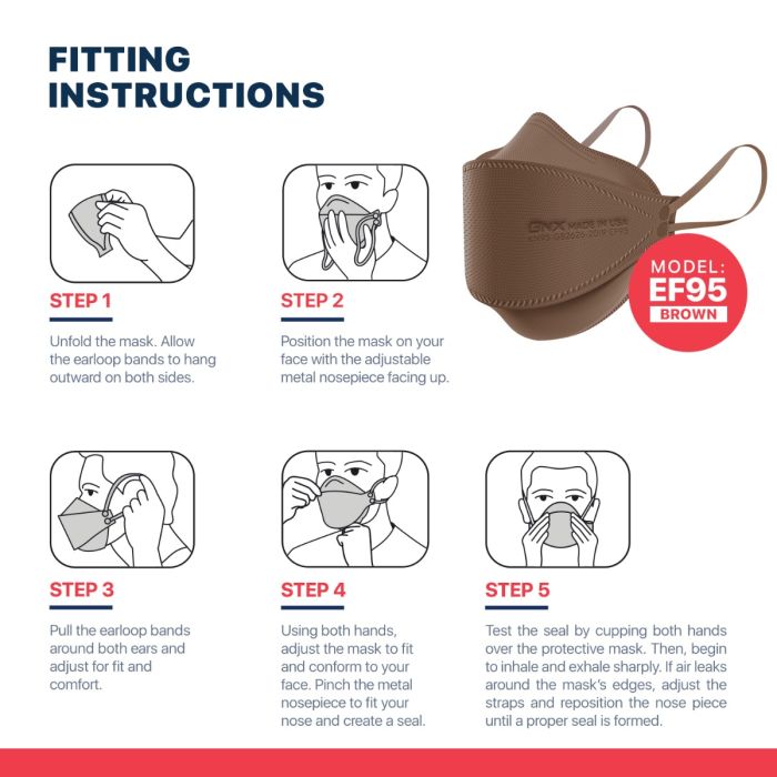 BNX 20-Pack KN95 Face Masks, Disposable Particulate KN95 Mask Made in USA, Tri-Fold Cup/Fish Style, Brown