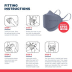 BNX 20-Pack KN95 Face Masks, Disposable Particulate KN95 Mask Made in USA, Tri-Fold Cup/Fish Style, Gray