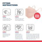 BNX 20-Pack KN95 Face Masks, Disposable Particulate KN95 Mask Made in USA, Tri-Fold Cup/Fish Style, Light Pink