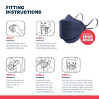 BNX 20-Pack KN95 Face Masks, Disposable Particulate KN95 Mask Made in USA, Tri-Fold Cup/Fish Style, Navy