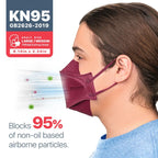 BNX 20-Pack KN95 Face Masks, Disposable Particulate KN95 Mask Made in USA, Tri-Fold Cup/Fish Style, Red
